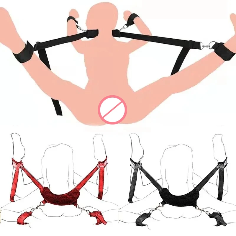 قيود الزوجين BDSM تسخير الساقين المفتوحة مفرشة ألعاب مثيرة لعشاق ملزمة الأشرطة الجنس يمزح تعادل الساقين اكسسوارات الكبار