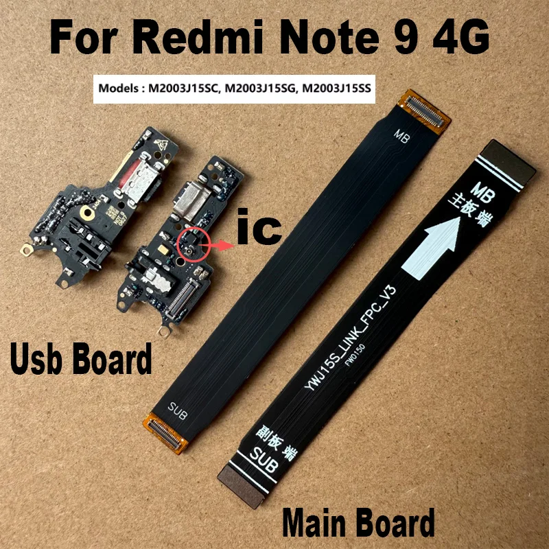 For Xiaomi Redmi Note 9 USB Charging Dock Port Main Mother Mic Microphone Fast Connector Board Flex Cable Parts Replacement 4G