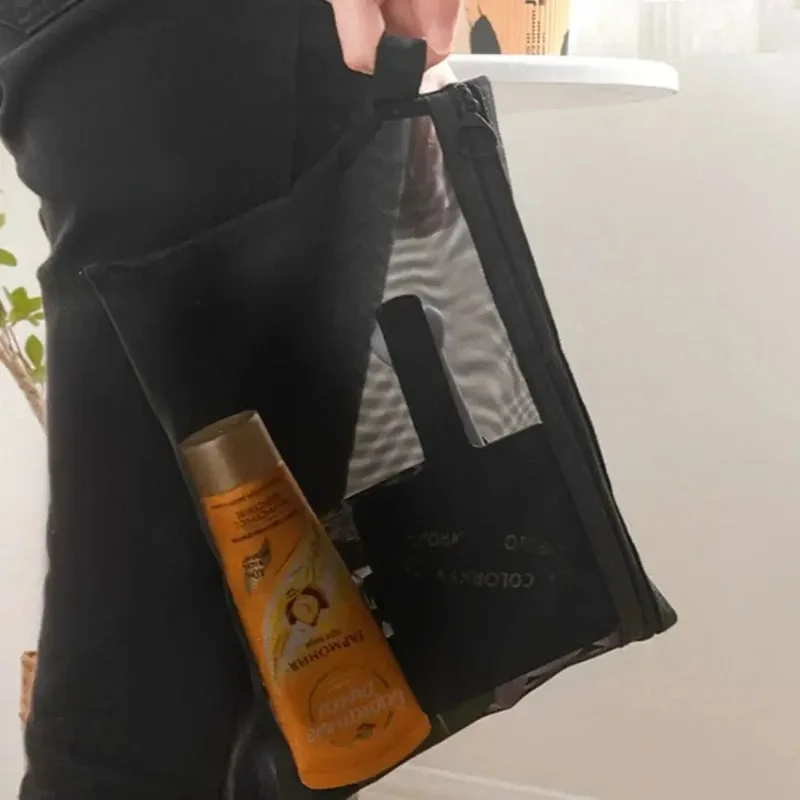Nieuwe Grote Capaciteit Mesh Cosmetische Tas Draagbare Rits Zakken Etuis Opslag Toilettas Transparant Etui Make-up Tassen Dames