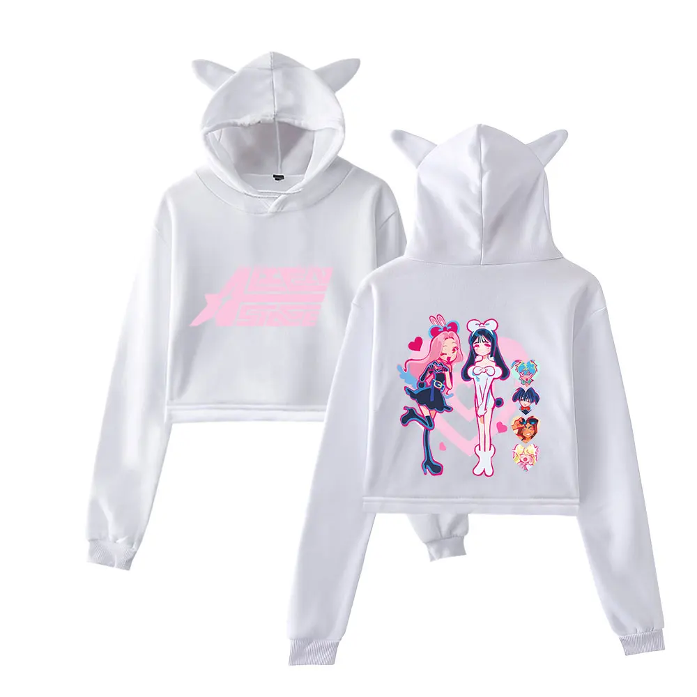 Alien Stage 2025 Merch Hoodies Sweatshirt for Girls Cat Ear Crop Pullover Casual Clothes