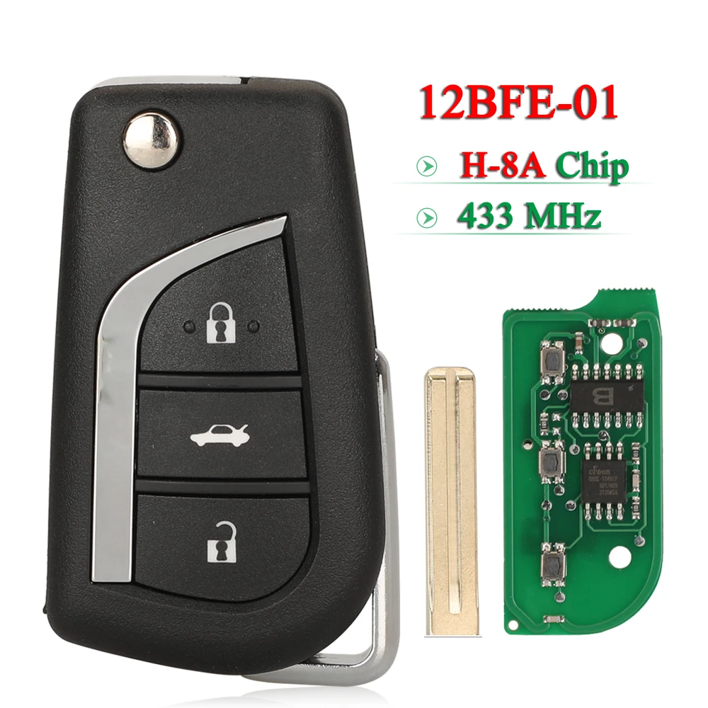 jingyuqin Flip Remote Key 433MHz H-8A Chip 12BFE-01 For RAV4 2015 2017 CAMRY 2015 2016 Auris 2017 2018 Fob Toy48 Blade