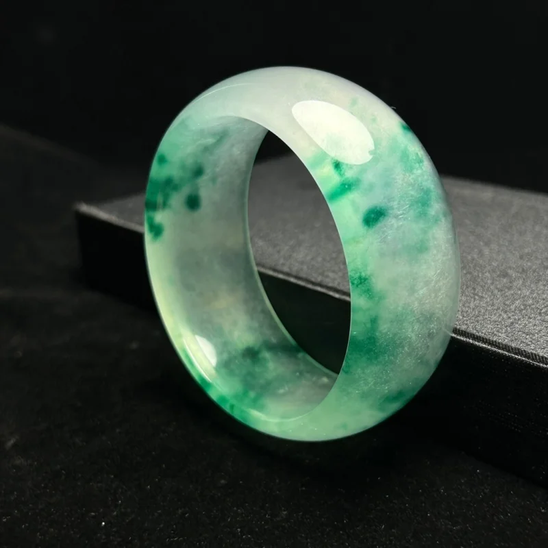 

Certified Natural Myanmar Green flower Jade jadeite tyre bracelets bangle 62MM