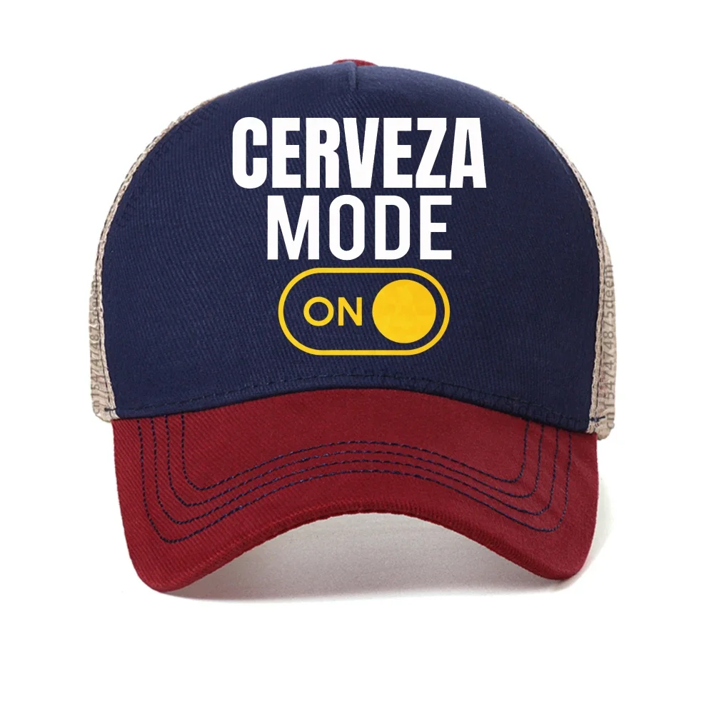 CERVEZA MODE ON Spanish baseball cap Humor Beer Lovers cap adjustable outdoor summer mesh Breathable Snapback hats gorras