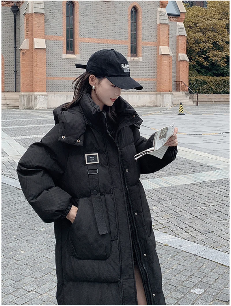 

Down Cotton Jacket For Women In New Mid To Long Knee Length Korean Winter Thick Fashionable Versatile Loose Cotton Jacket Jacket