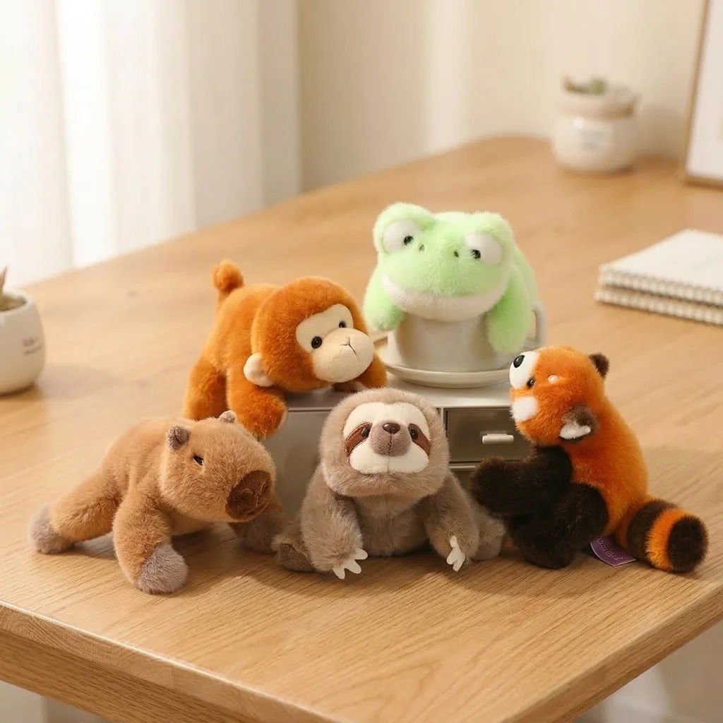 Animal Series Plush Toys Lion Raccoon Capybara Deer Panda Monkey Stuffed Doll Kawaii Room Decor Toys Hobbies Collection Gifts