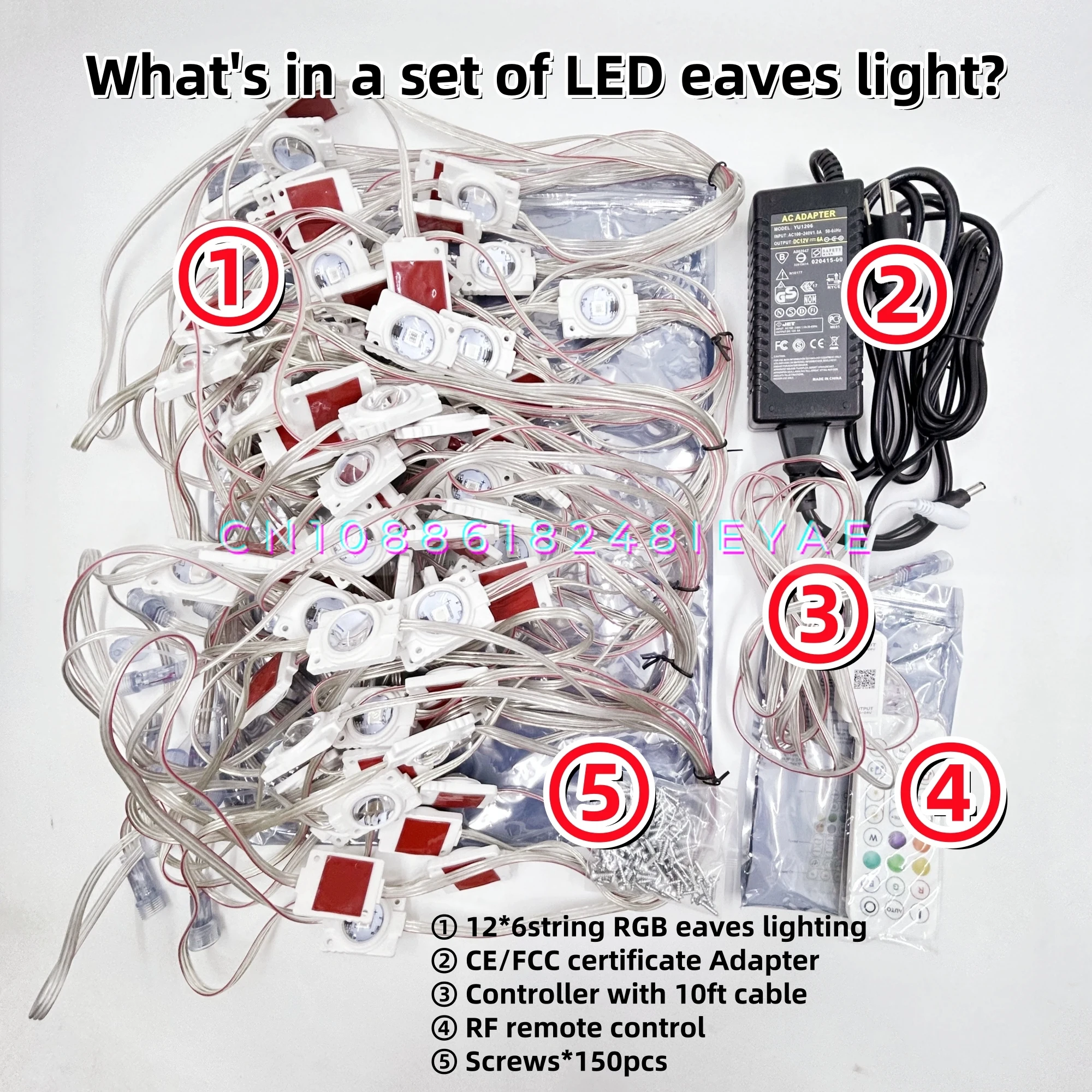 108FT Smart RGB LED Permanent Outdoor Eave Light 72LEDs Remote APP Voice Control Christmas Holiday Decoration LightIP67 image 2