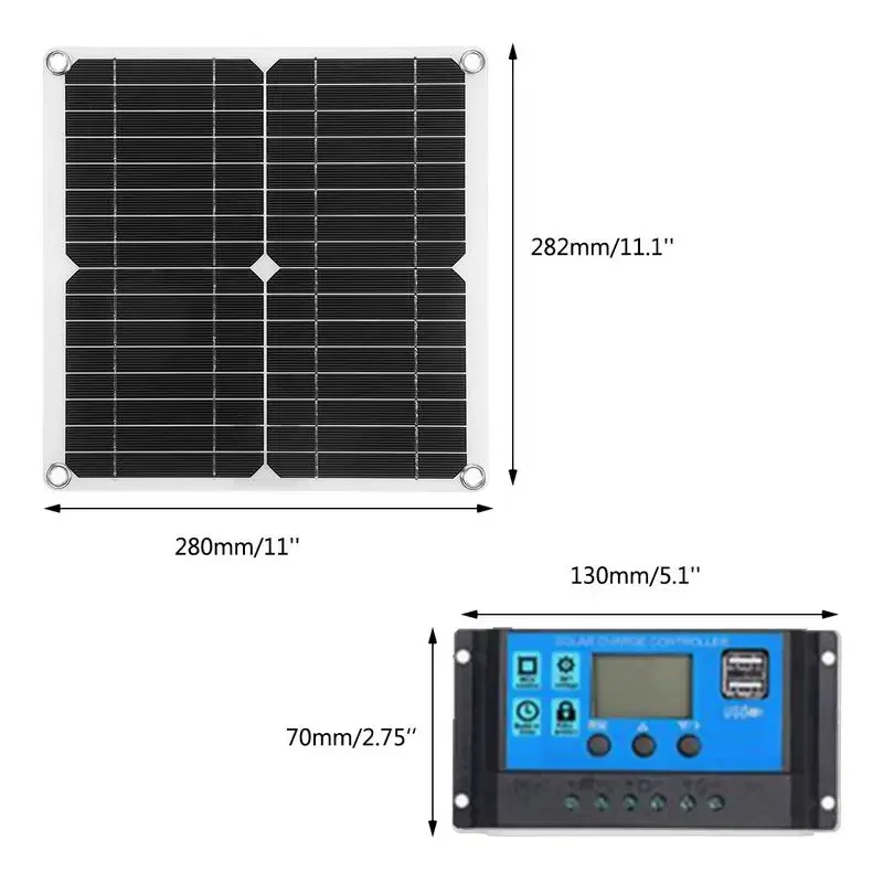 Imagem -06 - Kit Painel Solar Silicone Monocristalino Telefone Power Bank Carregador de Bateria 40w 12v 5v Controlador 10a60a