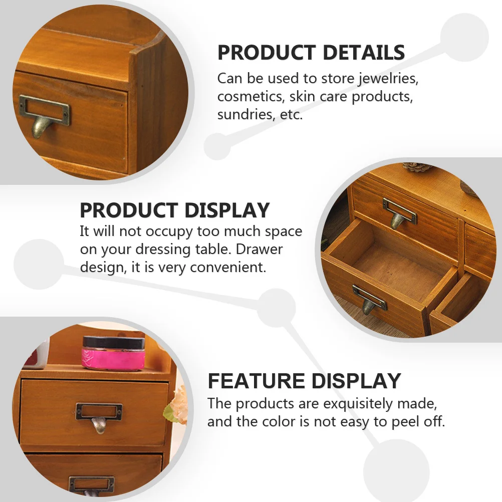 

1Pcs Wooden Storage Box Retro Jewelry Organizer Exquisite Makeup Drawer Type Desktop Decor Wooden Storage Box Drawer Type Boxes