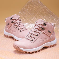 Stivale da neve alla caviglia da donna inverno caldo peluche nuove zeppe piattaforma in gomma scamosciata sintetica allacciata Sexy scarpa da donna rosa Botas Mujer