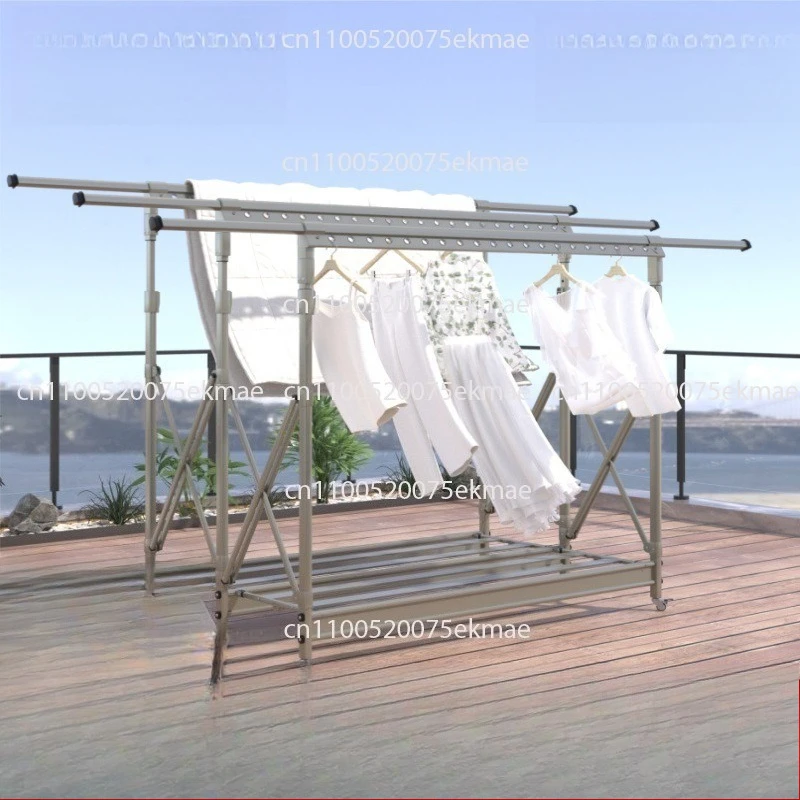 Floor-to-ceiling Drying Rack Folding Household Balcony Indoor Retractable Cooling Rod Outdoor Quilt Drying Artifact Lifting