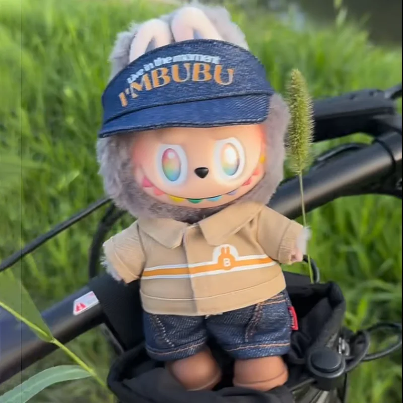 

17 см для Labubu, одежда, аксессуары для кукол, кукла Wacky Mart Series 1:1, костюм, наряд, милая кепка с утиным языком, комбинезон, набор «сделай сам»
