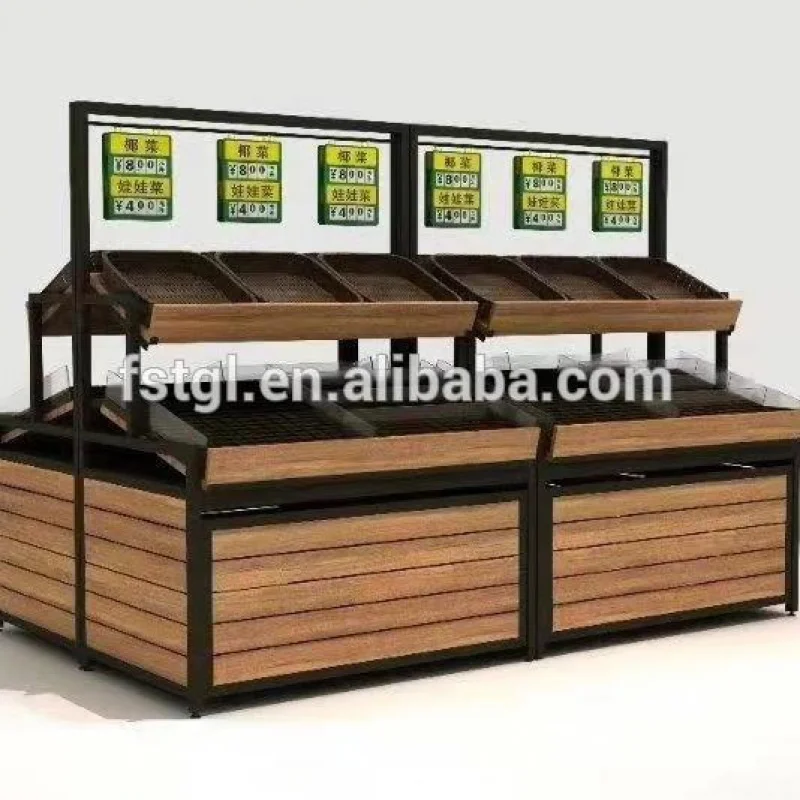 [Customized]Factory hot sale wooden fruits and vegetable display shelf fruit wood veget rack price