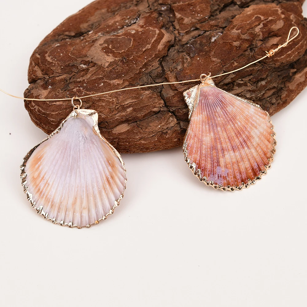 APDGG 5Pcs Natural Sea Shell Scallop Pendants Charms For DIY Necklace Bracelet Anklet Furniture Accessories Sewing Craft