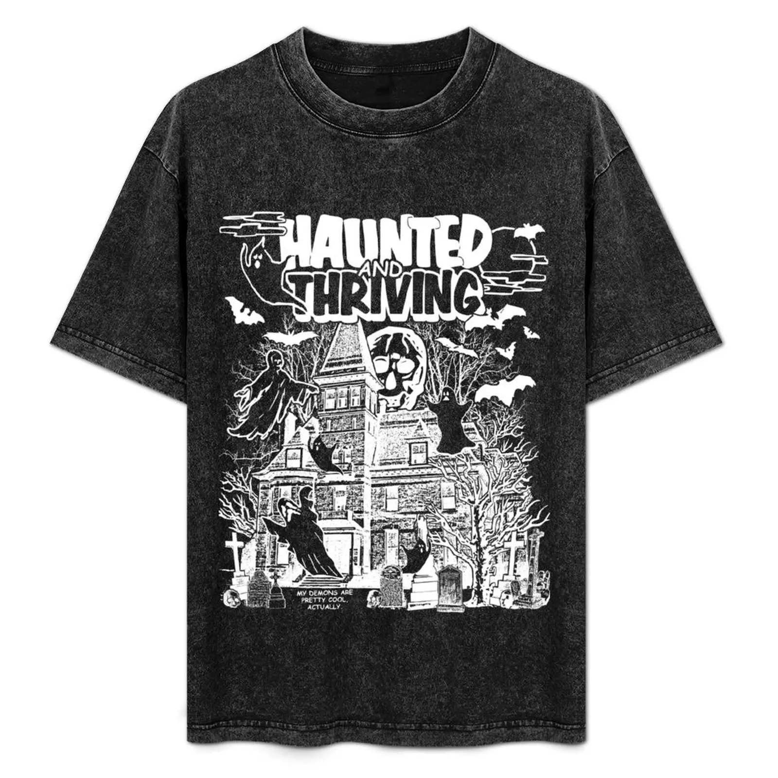 T-shirt Haunted & Thriving (blanc)