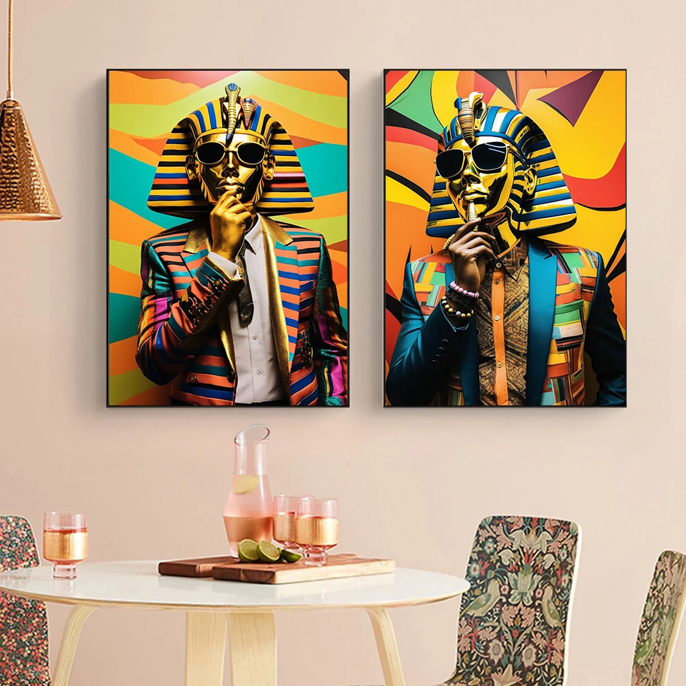 

Fashion Egyptian Gold Pharaoh Suit Modern Luxury Art Poster and Prints Aesthetic Canvas Painting Picture Bedroom Home Wall Decor