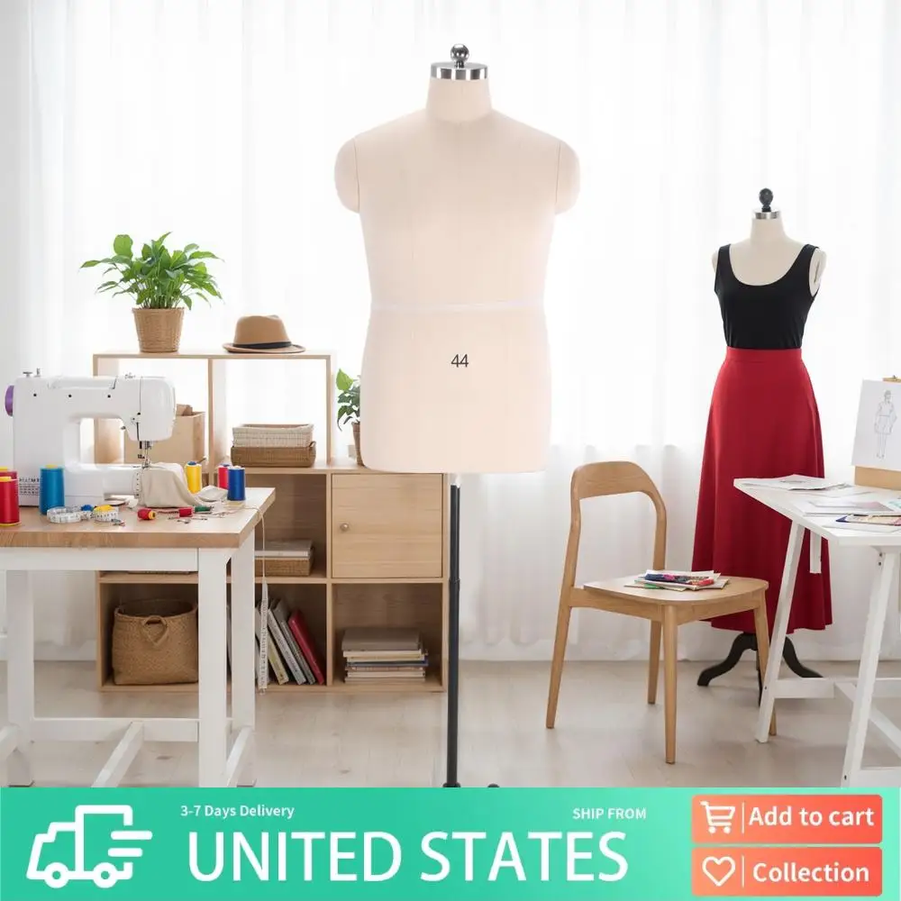 

Male Dress Form with Stand Height Adjustable Dress Form Mannequin Body Easy Assembly with Wheels for Tailoring