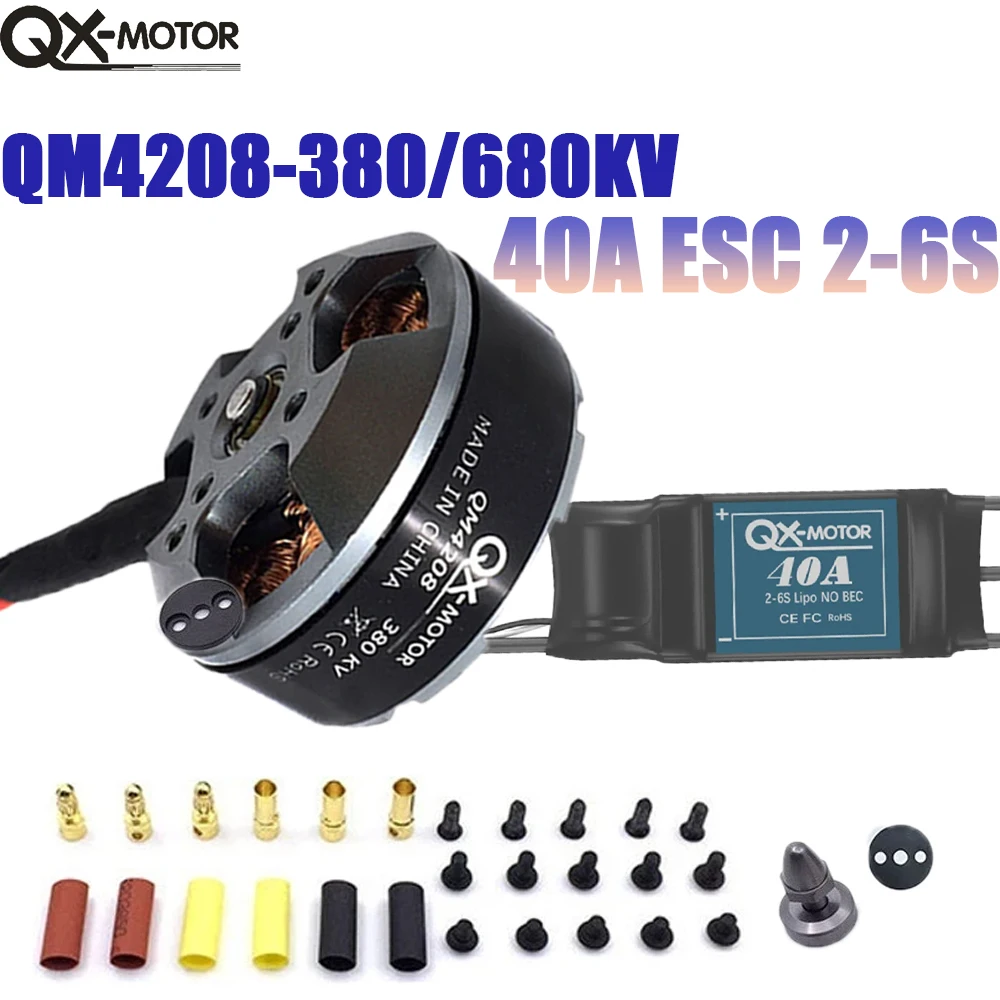 QX-MOTOR QM4208 brushless motor 380KV 680KV, equipped with 6s 40A electric adjustment, used for remote control of toy parts