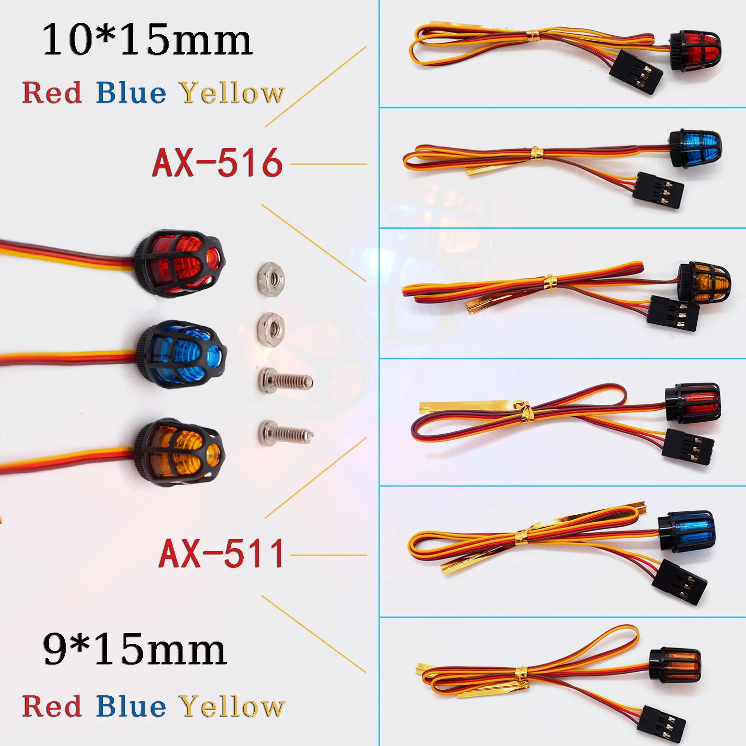 1/14 1/10 Tamiya RC Excavator Truck Cars 9/10*15mm Multi-function LED Light for Remote Control Trailer Tipper Car-Y96A DIY Parts