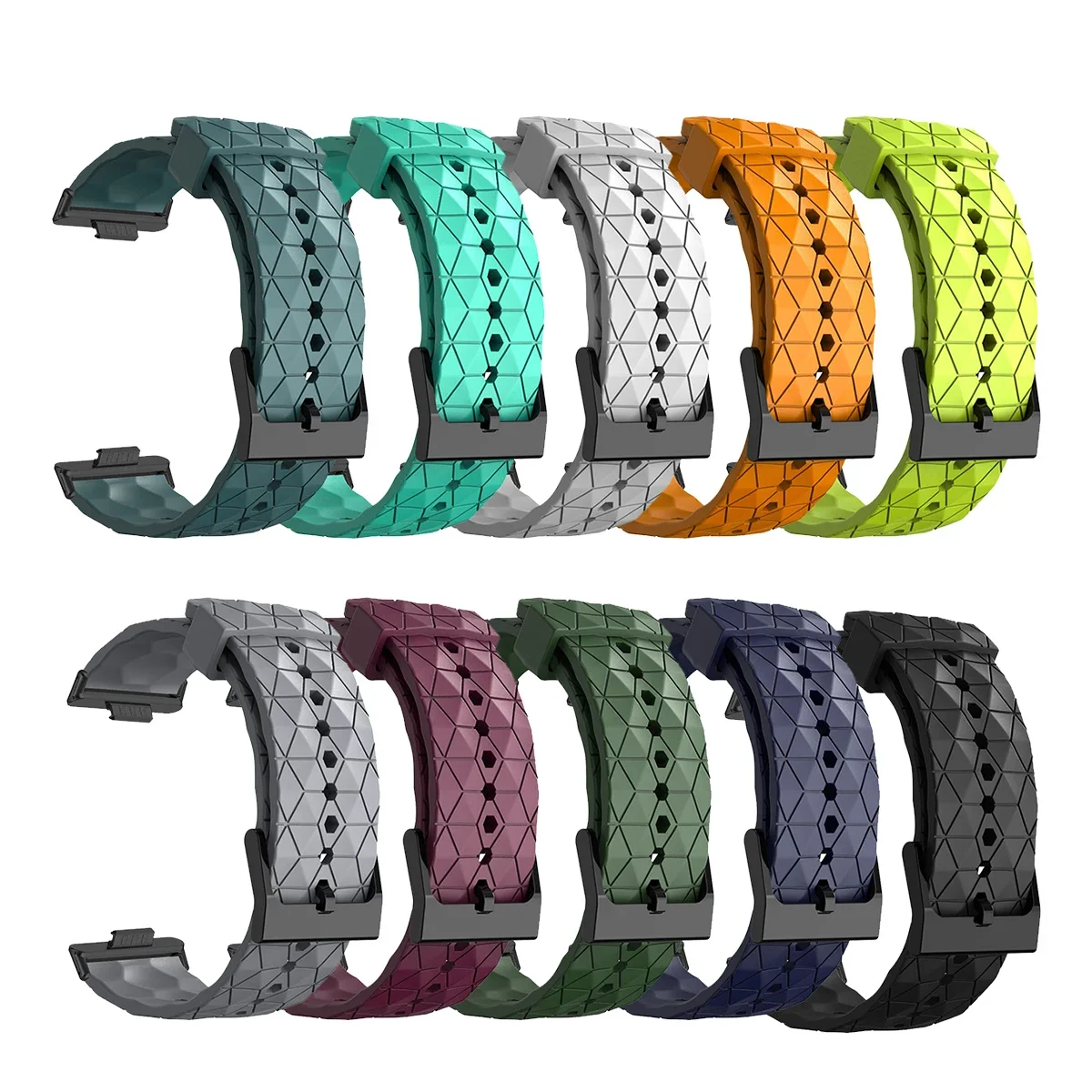 Futebol Padrão Silicone Strap para Huawei Watch, Pulseira Macia, Pulseira para Substituição Sports, Correa