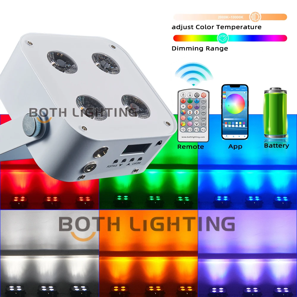 Bothlighting 8pcs with a case IR4 mini uplights 4X12W Spotlight 4 LED Hex Up-lights with Wireless DMX&IR Remote