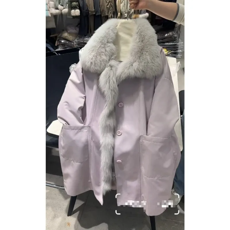 High-end Big Fur Collar Pie Overcomes Women's Winter Clothing Super Good-looking Fur Integrated Liner Thick Fur Jacket Exquisite