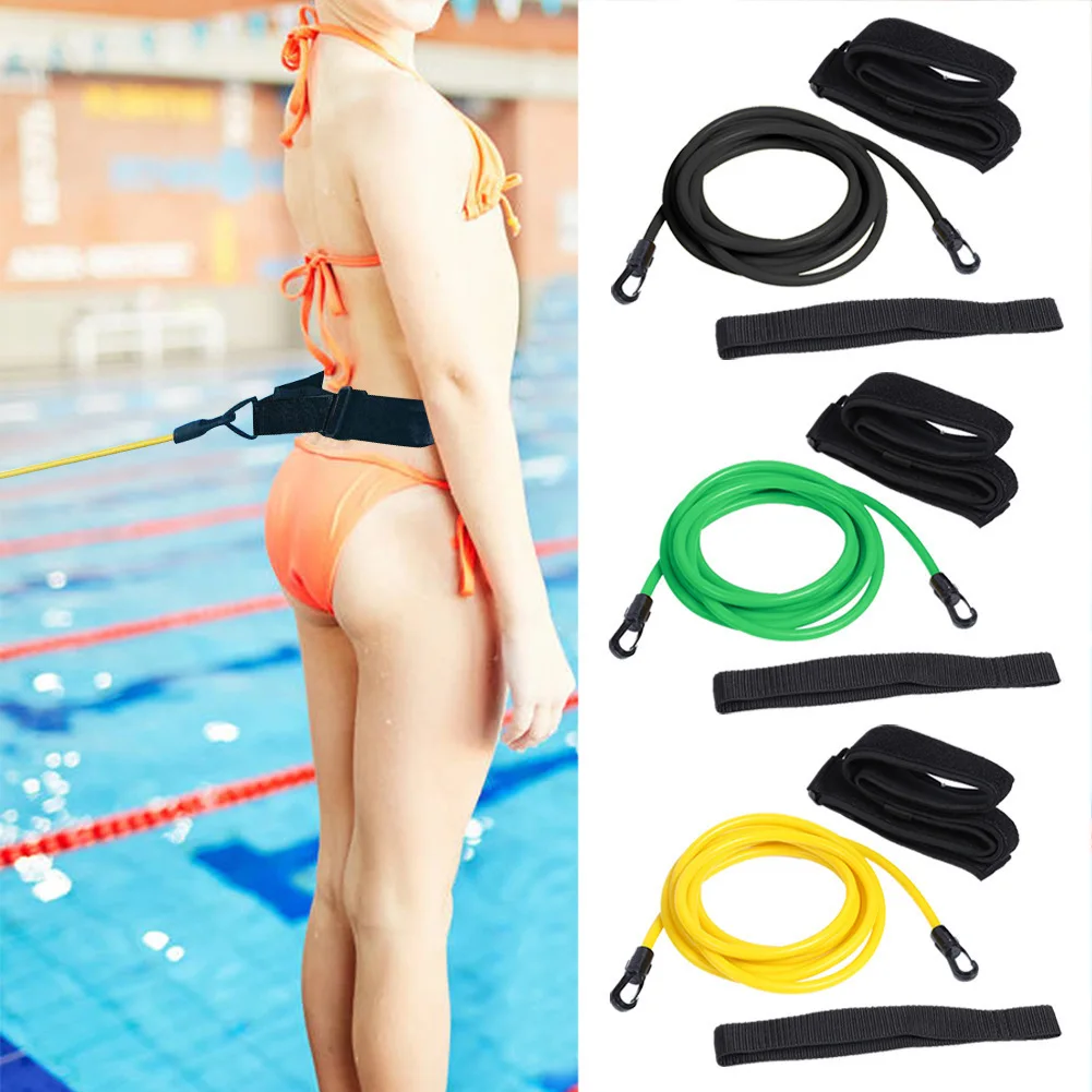 3m Adjustable Swim Training Resistance Elastic Belt Swimming Exerciser Safety Swimming Belt Swim Tether Elastic Rope Band new