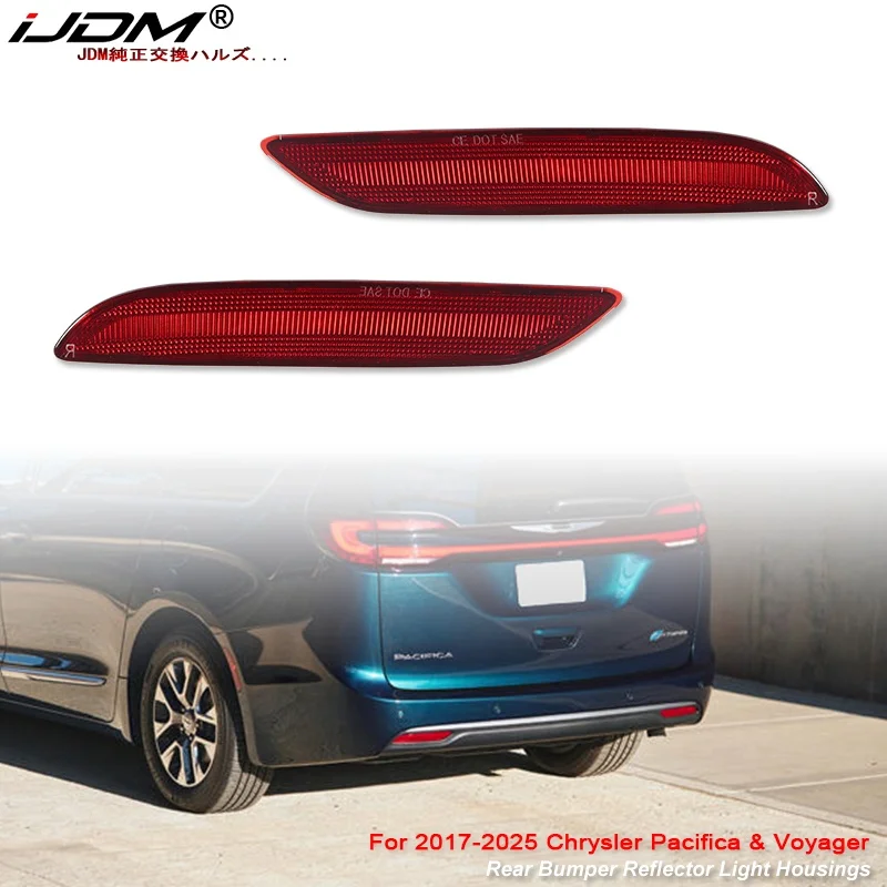 iJDM Rear Bumper Reflector Light Housings For Chrysler Pacifica Voyager 2017-2025 68230394AA 68230395AA Car Accessories No Bulb