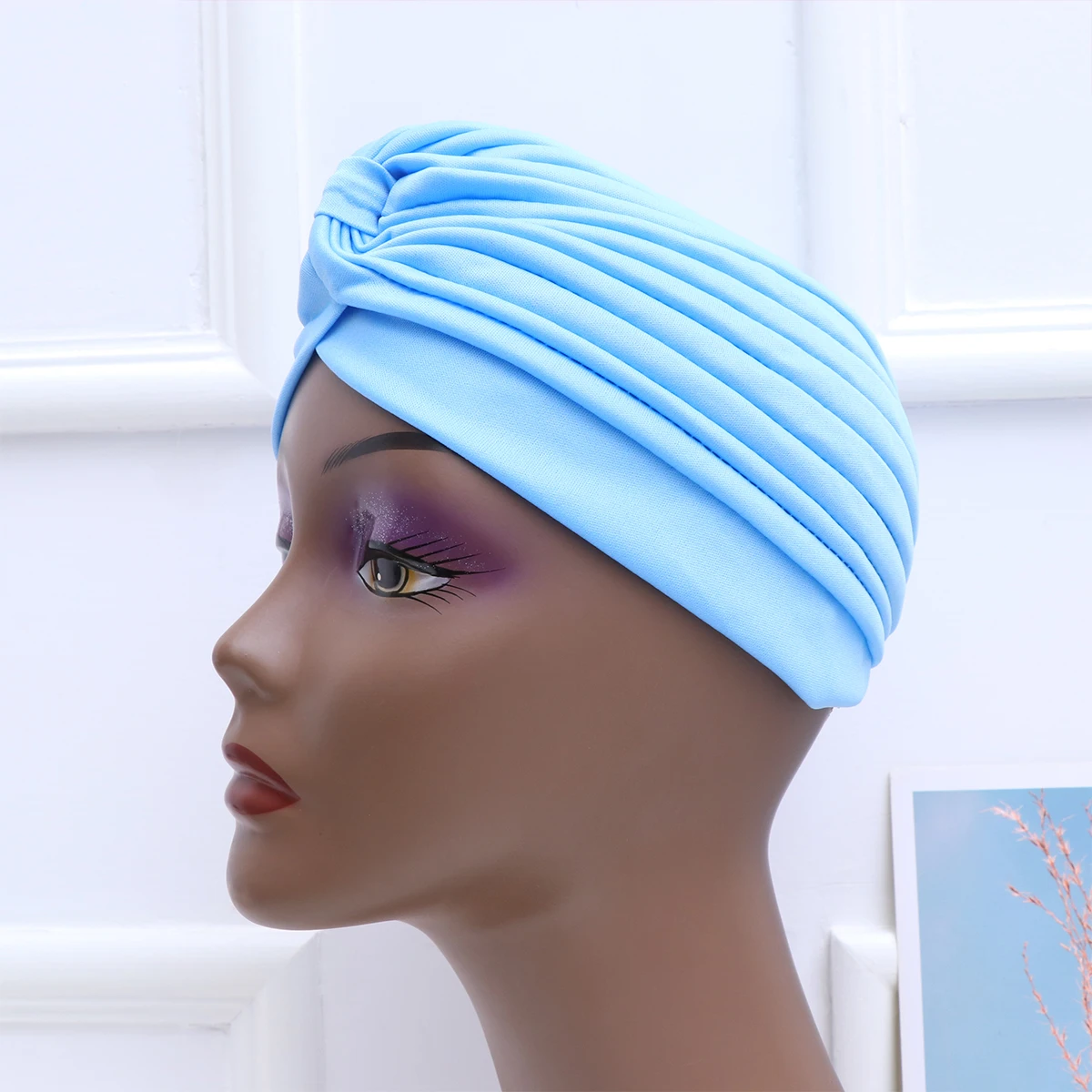 

5pcs Chemo Hats For Women Seamless Soft Cotton Fabric Elastic Stretchy Turban Caps Full Head Coverage Disguise Hair Loss Cross