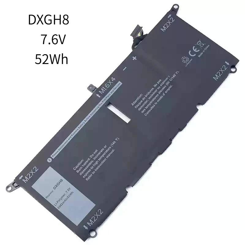 DXGH8 Laptop Battery For Dell XPS 13 9380 9370 7390  7390 2-in-1 7490 G8VCF H754V 0H754V P82G 52WH
