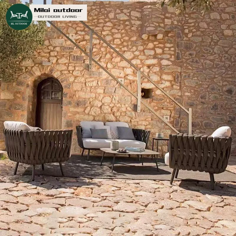 

Outdoor Wicker Sofa Set Quality Rattan Patio Furniture Weather Resistant For Courtyard Hotel Villa For Exterior Use