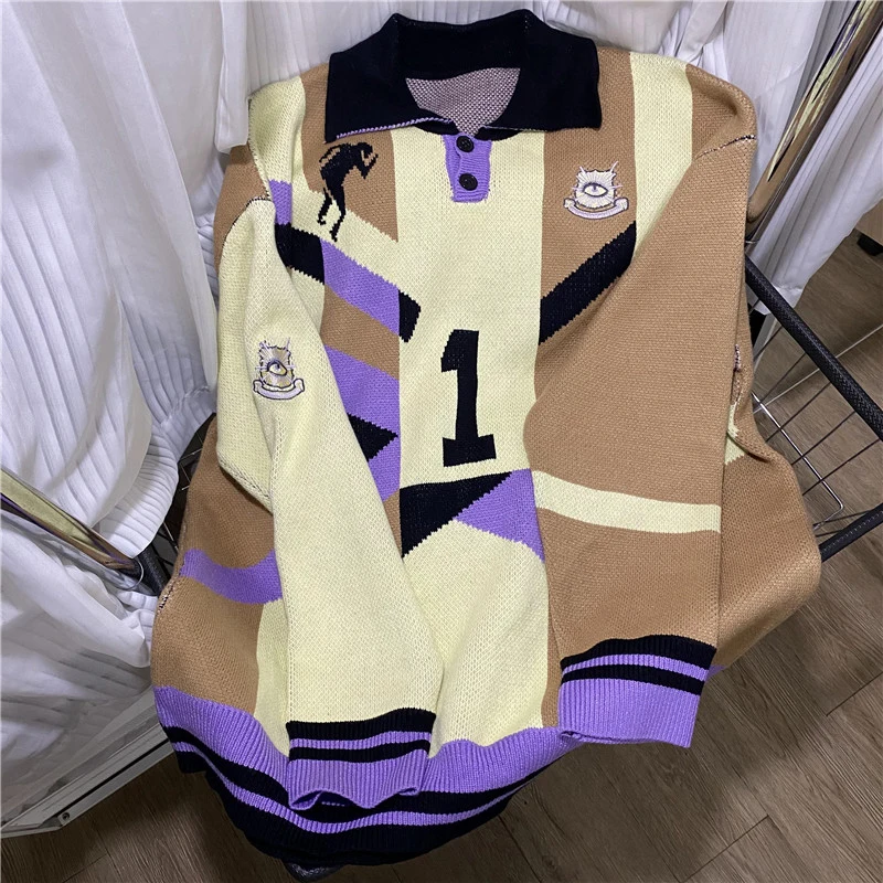 American High Street House of Errors Sweater Spring Casual Men Women High Quality Fashionable Jacquard Knitted Pullover