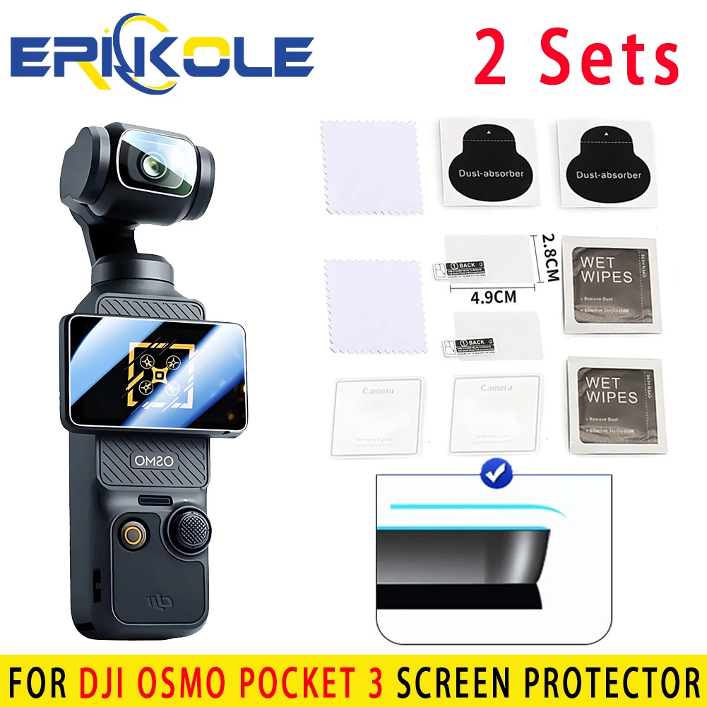 

2PC Screen Protector Film for DJI Osmo Pocket 3 Gimbal Camera Accessories Anti-Scratch HD Tempered Glass Lens Protective Film