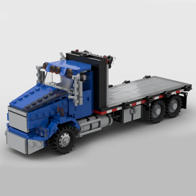 

City Car Model MOC Building Bricks T800 Heavy-Duty Flatbed Truck Modular Technology Children Holiday Gifts Assemble Toys Suit