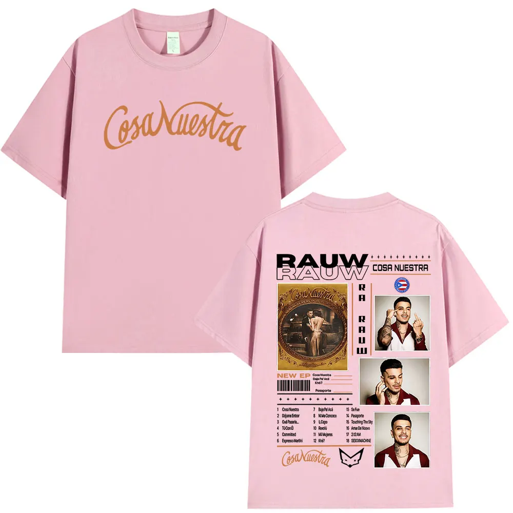 Rapper Rauw Alejandro Cosa Nuestra 티셔츠 남성 여성 빈티지 패션 반소매 티셔츠 코튼 캐주얼 오버 사이즈 티셔츠 탑