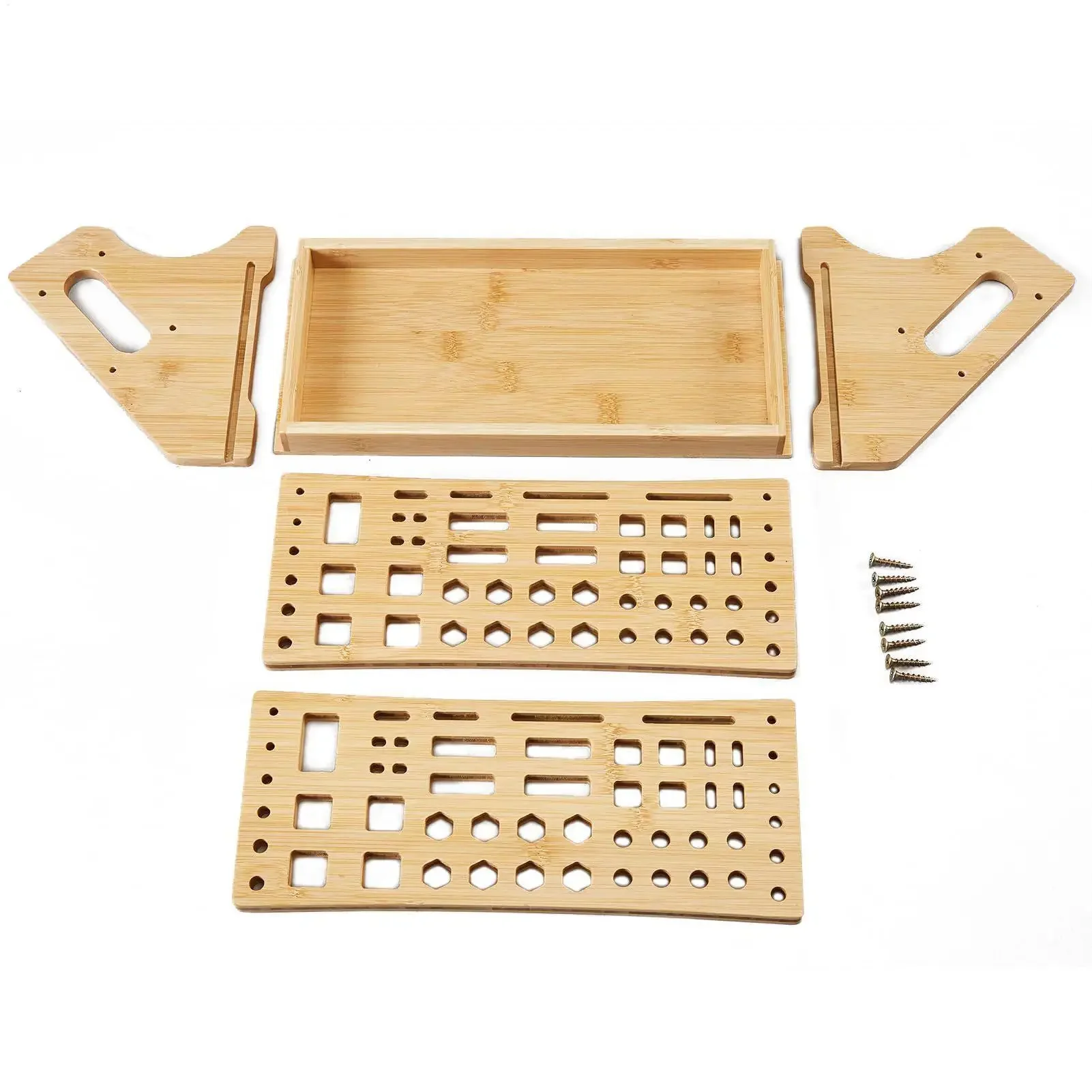 Screw Driver Holders Organizers Wooden 53-Hole Storage Stand Storage Rack with Hand Tray Tool Organizer for Hobby Repair Desktop