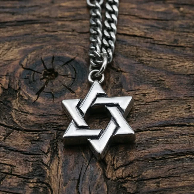 Sterling Silver S925 Retro Korean Edition Simple Six Star Pendant Personalized Trendy Necklace Versatile Old Sweater Chain for M