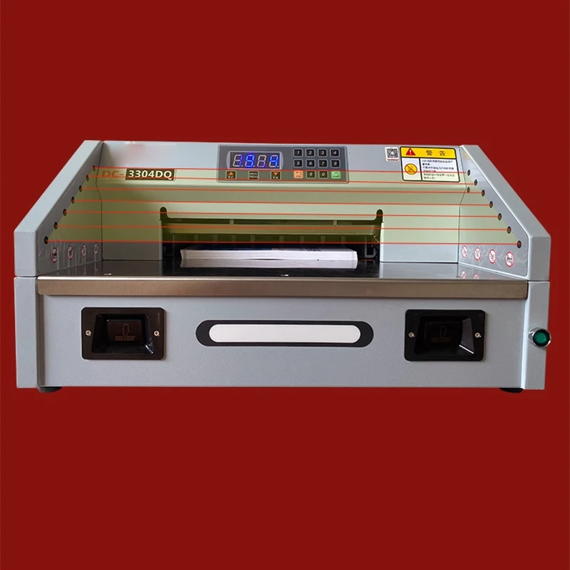 DC-3304DQ Desktop Electric Paper Cutter for Business Cards Bids Text Documents Brochures - Thick-Layer Paper Customized Cutting