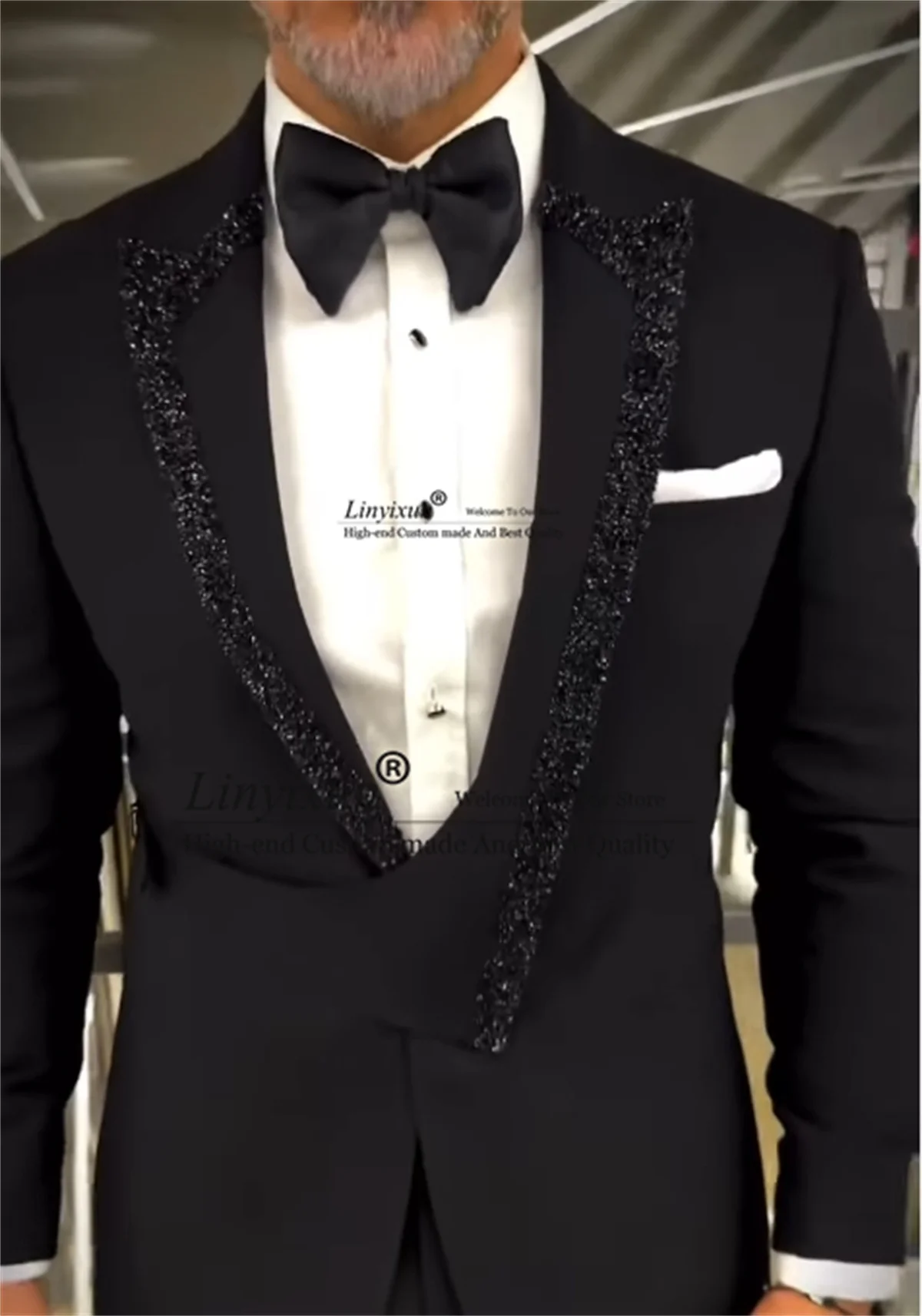 

Блестящие смокинги с лацканами и вышивкой драгоценных камней, мужские костюмы, комплекты из 2 предметов, мужские пиджаки для выпускного вечера, роскошный костюм с бисером и кристаллами на заказ, Homme