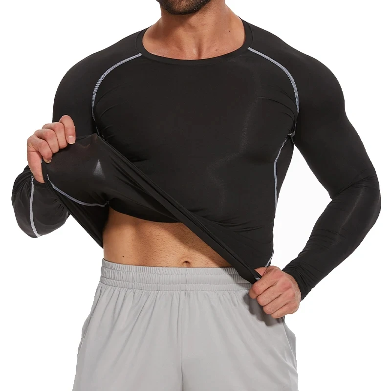 Men Slimming Sweat Body Shaper Long Sleeve Vest Belly Reducing Shaperwear Keep Warm Fat Burning Loss Weight Waist Trainer Corset