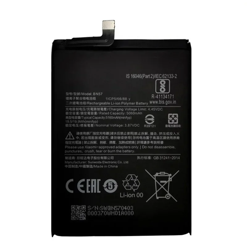 100% Original For Xiao mi BN57 5060mAh Phone Battery For Xiaomi Pocophone X3 Poco X3 Pro Replacement Batteries