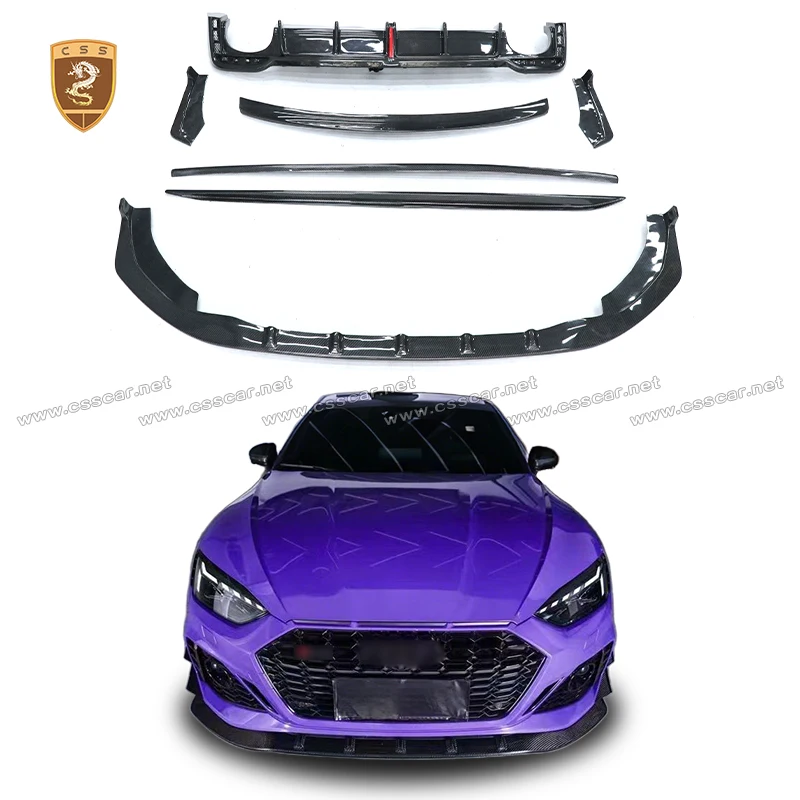 

KB Style Carbon Fiber Front Rear Bumper Lip Diffuser For Audi RS5 2019 2020 2021 2022 2023 Side Skirt Tail Boot Wing Spolier Kit