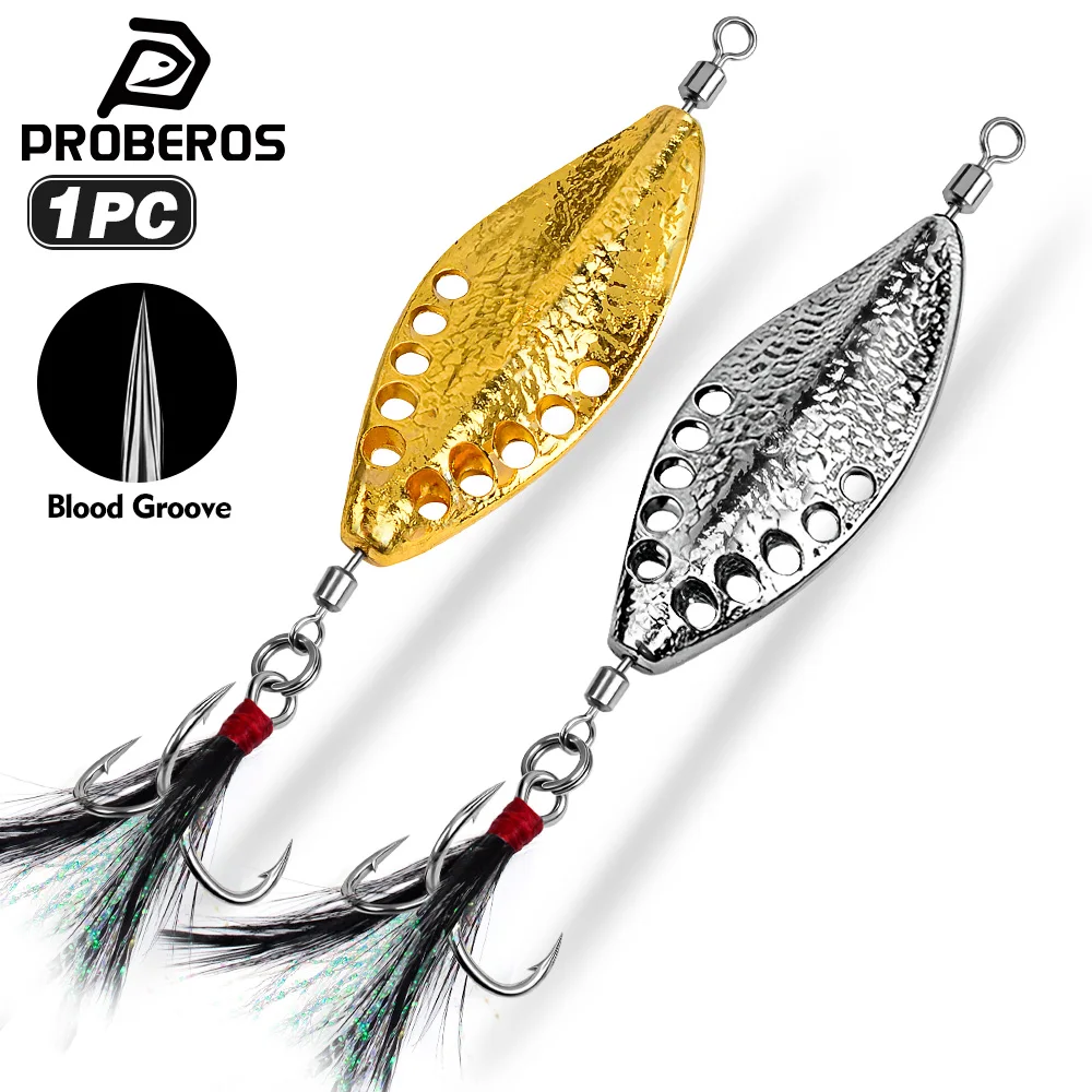 Proberos 1pc Metal Spinner Spoon Trout Fishing Lure Hard Bait Sequins Noise Paillette Artificial Baits Spinnerbait Fishing Lures