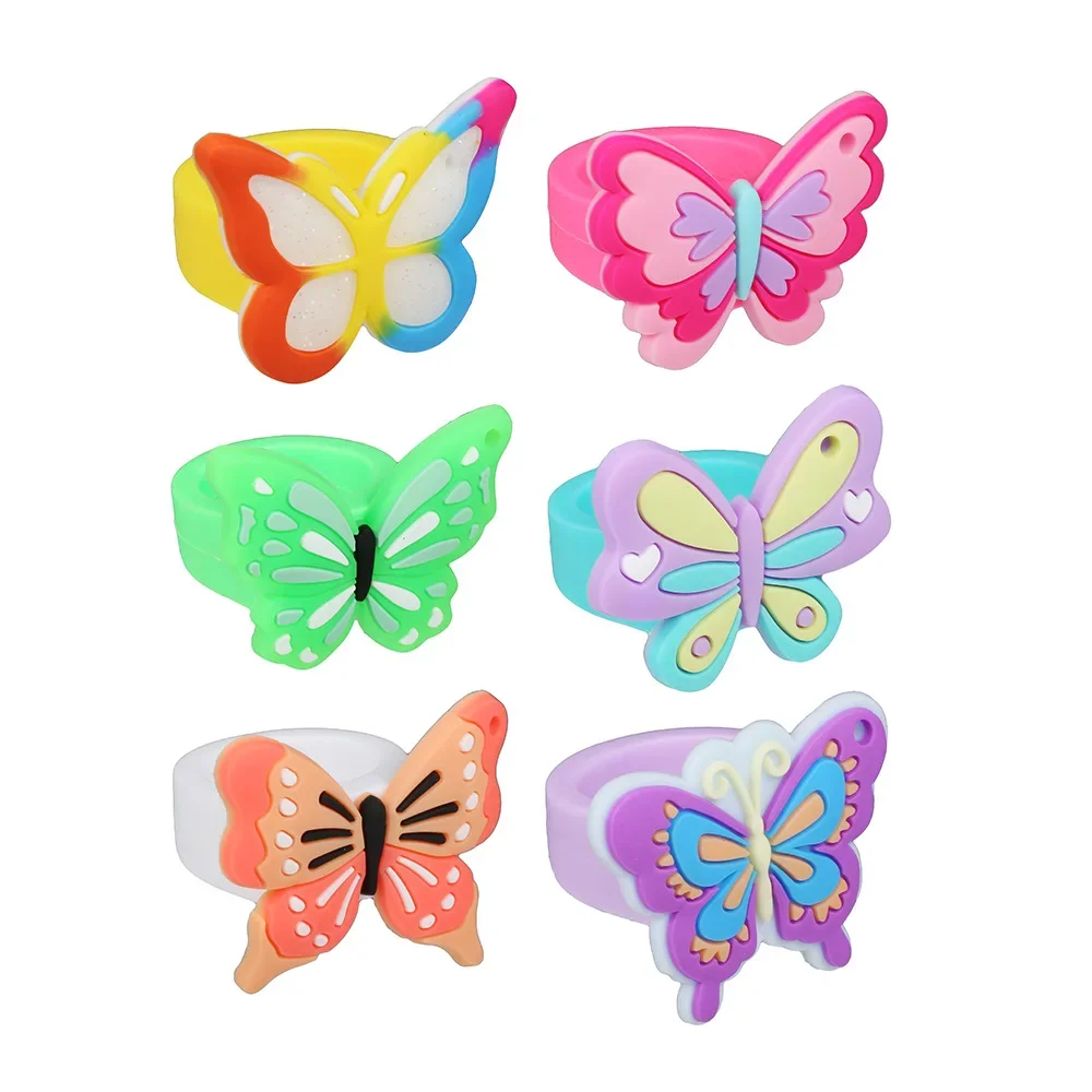 10/40PC Colorful Butterfly Ring Kids Birthday Party Gifts Children\'s Surprise Gifts back to school gifts Baby Shower Party Favor