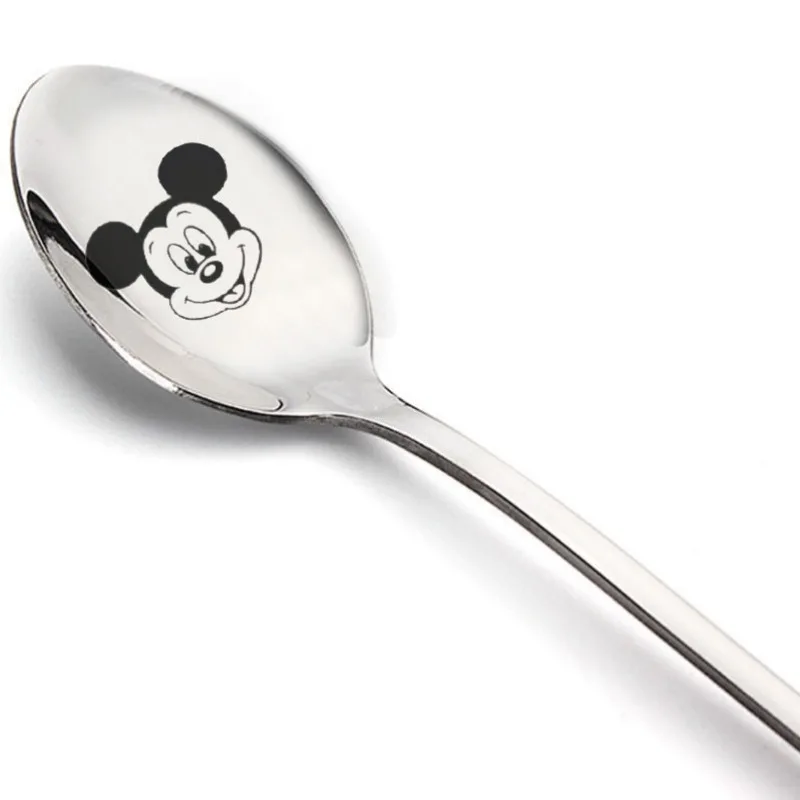 New Minnie Mickey Mouse Spoon Dyeing Kids Tableware Tablespoon Cartoon Anime Derivative Peripherals Spoons Birthday Party Gifts