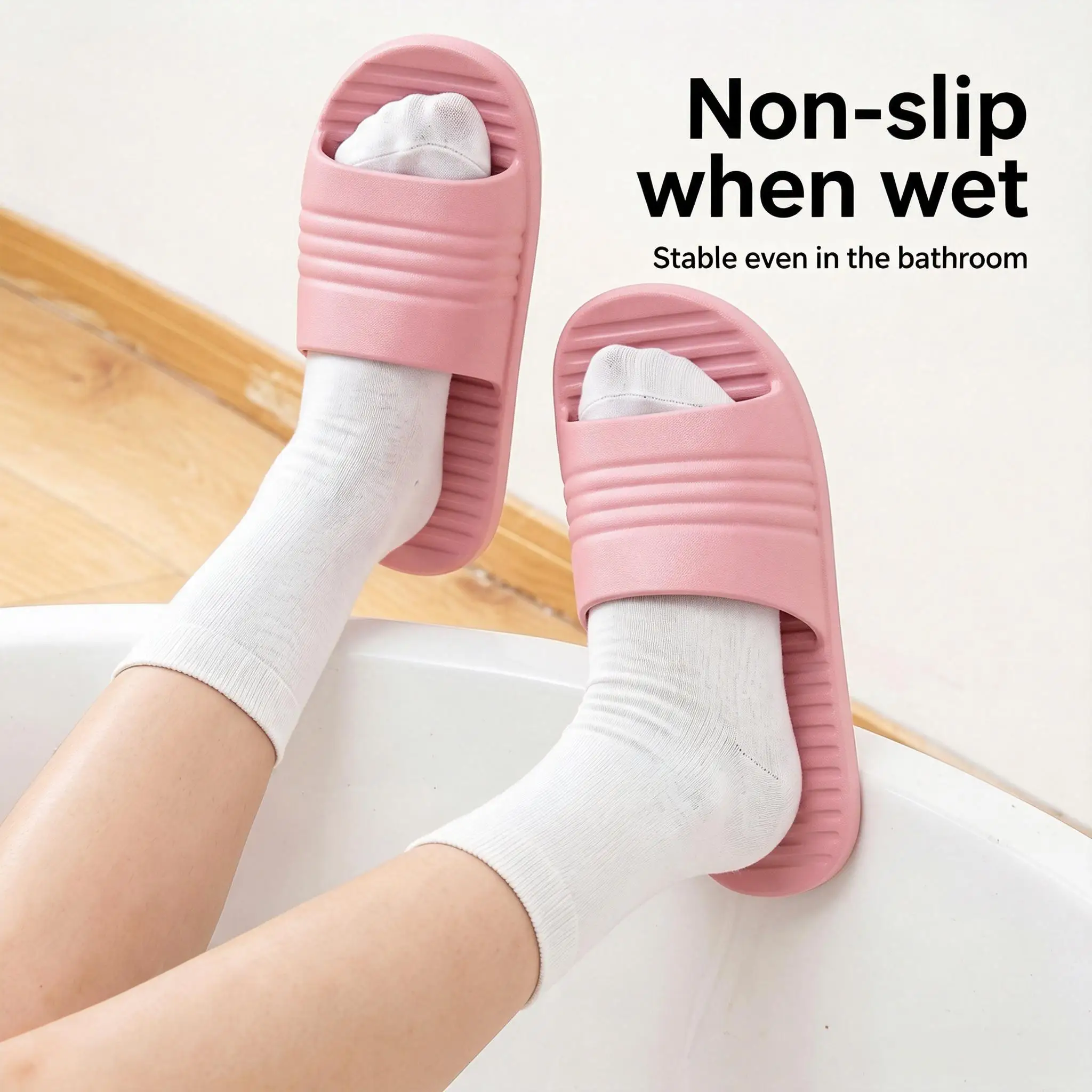 Ladies Ultra-light EVA Open Toe Slides Foldable Portable Travel Slippers Non-slip Shower Home Walking Footwear
