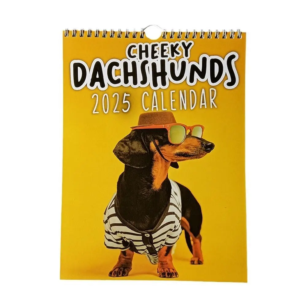 Daily Weekly Monthly Planner 2025 Calendar Hangable Cheeky Dachshunds Desktop Calendar Paper Home Ornaments