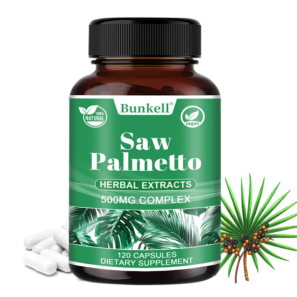 Saw Palmetto Herbal Extract 500mg Complex Helps Reduce Frequent Urinary Frequency Prostate Health