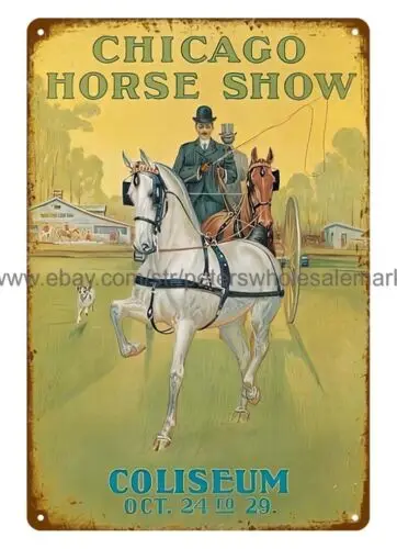 discount metal wall art 1904 Chicago Horse Show equine decor metal tin sign sign