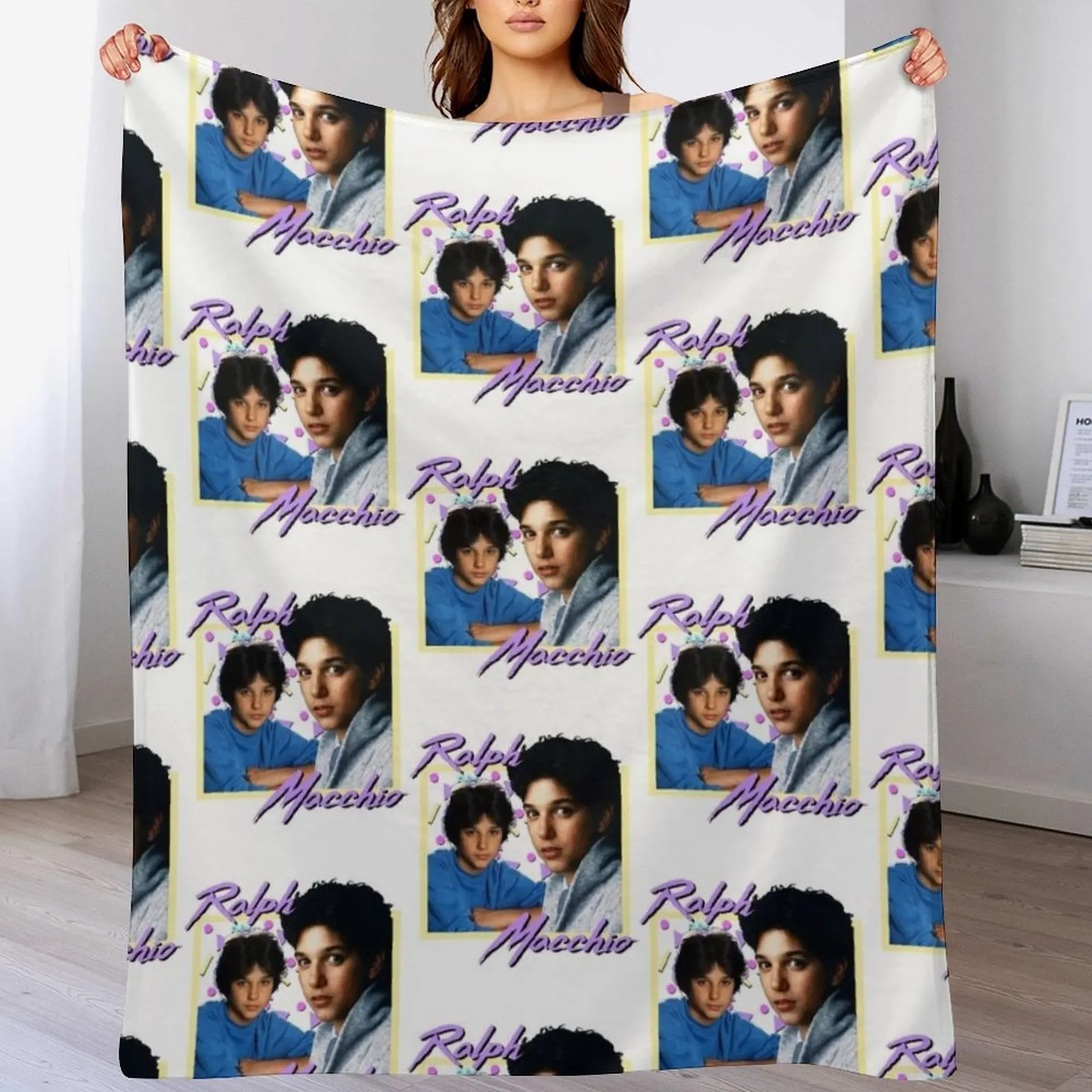 

80s Ralph Macchio Throw Blanket Picnic Winter beds Blankets