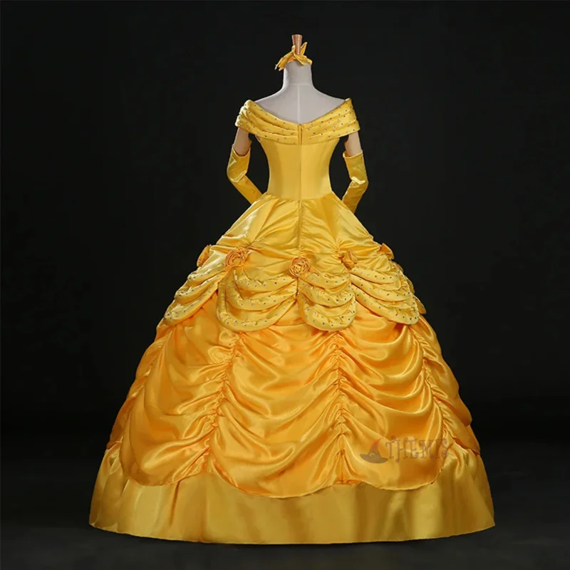 Top Quality Belle Princess Cosplay Costume For Adults Women Girls Christmas Halloween Party Dress Costume Custom Made